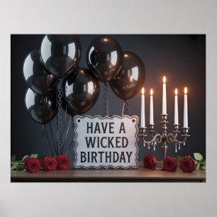 Gothic Birthday Greeting: 'Have a Wicked Birthday' Poster