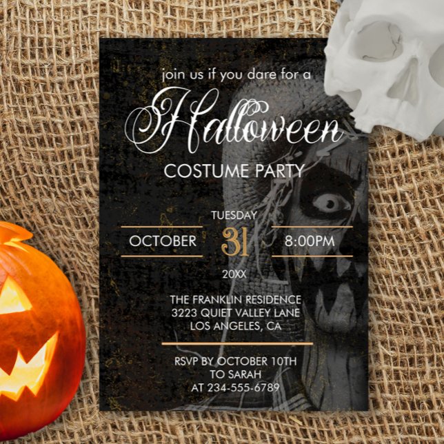 Gothic Black Adult Halloween Scary Costume Party  Invitation (Creator Uploaded)