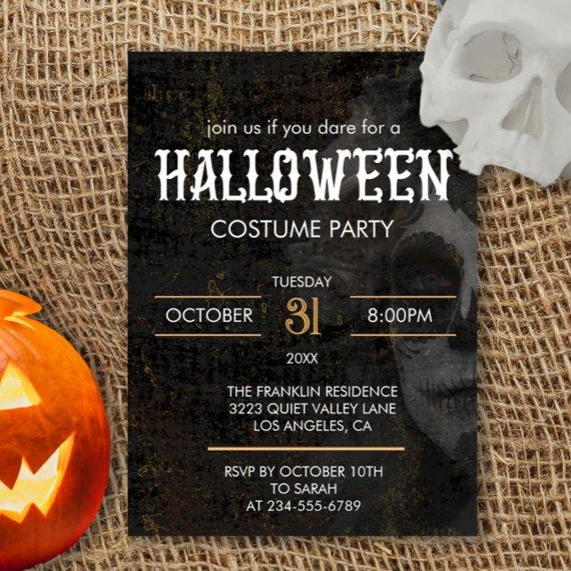 Gothic Black Adult Halloween Scary Costume Party  Invitation (Creator Uploaded)