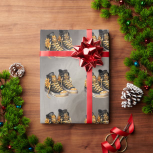 Gothic Black and Gold Hightops Wrapping Paper
