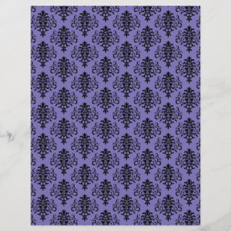 Gothic Black and Purple Damask Scrapbook Paper