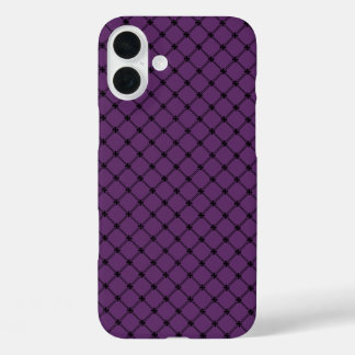 Gothic Black and Purple Pattern iPhone 16 Plus Case