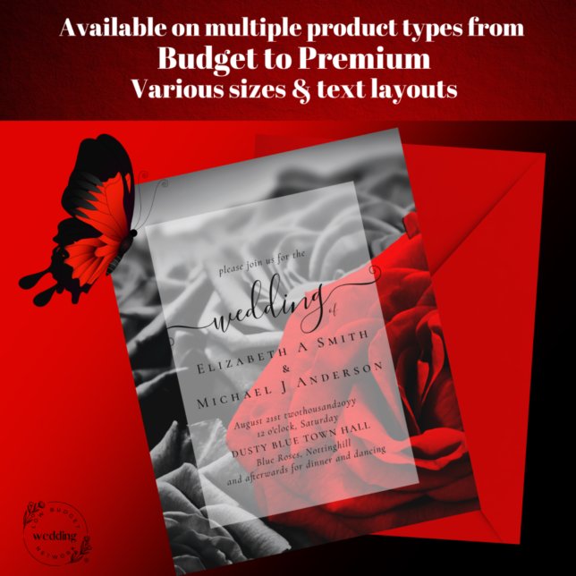 Gothic Black and Red Roses Goth Wedding Invite (Creator Uploaded)