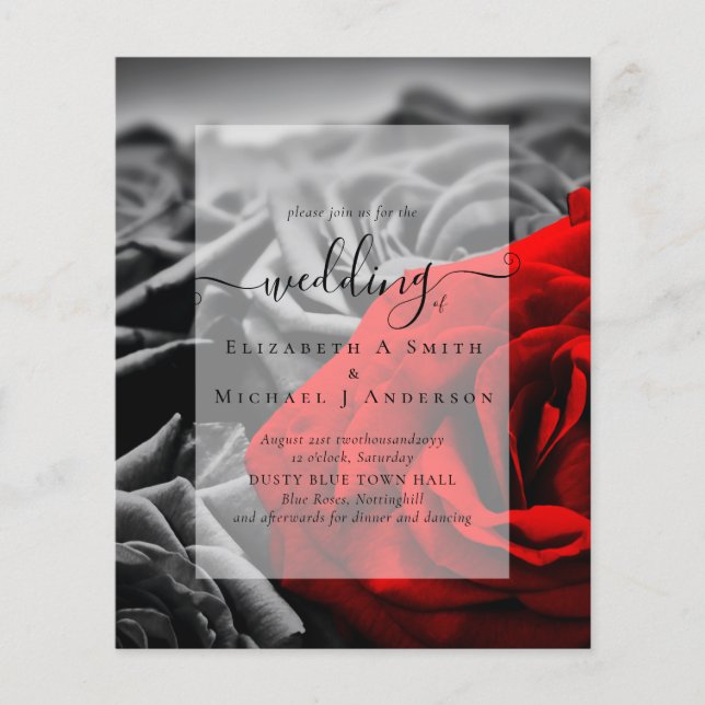 Gothic Black and Red Roses Goth Wedding Invite (Front)