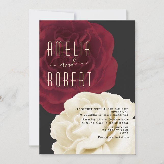 Gothic Black and Red Wedding Invitation (Front)