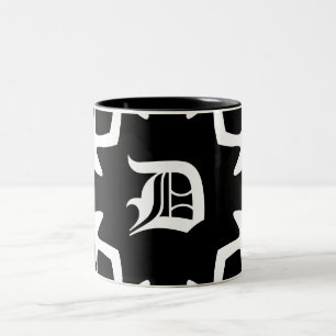 Gothic black and white elegant monogram Two-Tone coffee mug