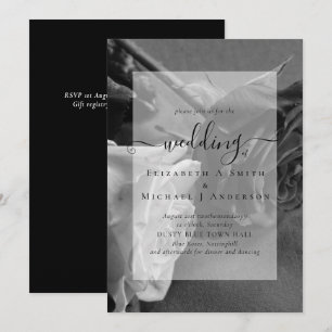 Gothic Black and White Roses Goth Wedding Invite