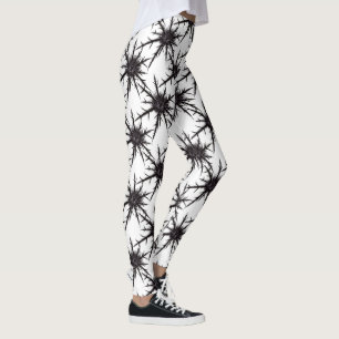 Gothic Black and White Thistle Pattern Halloween Leggings