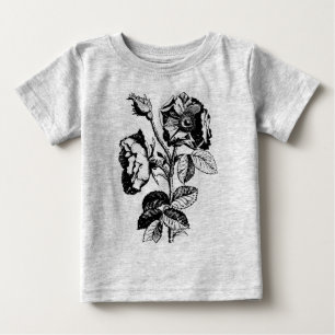 Gothic Black Antique Rose Baby T-Shirt