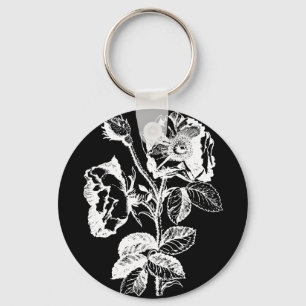 Gothic Black Antique Rose Key Ring