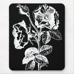 Gothic Black Antique Rose Mouse Mat