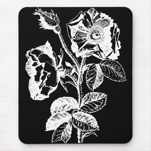 Gothic Black Antique Rose Mouse Mat (Front)