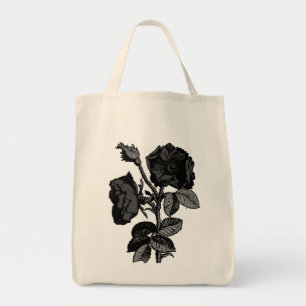 Gothic Black Antique Rose Tote Bag