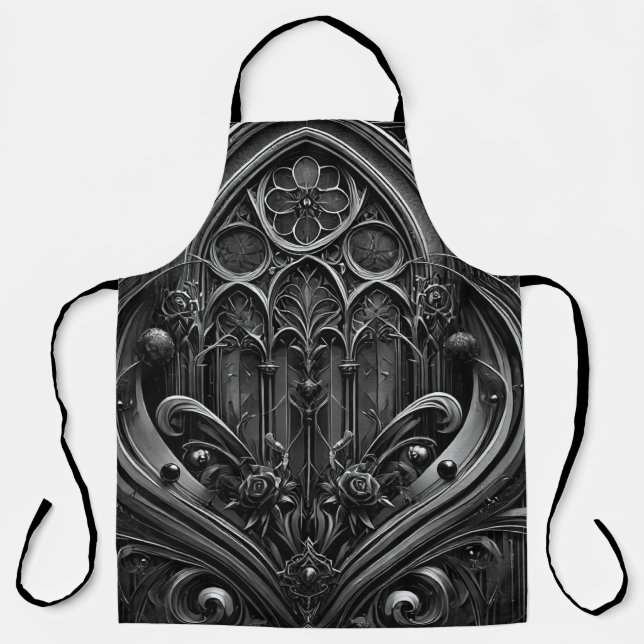 Gothic Black Apron with Cathedral Design (Front)