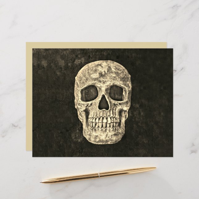 Gothic Black Beige Human Skull Texture (Front/Back In Situ)