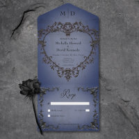 Gothic Black & Blue Filigree Heart No Dinner