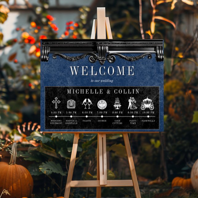 Gothic Black & Blue Order of Events Wedding Poster (Creator Uploaded)