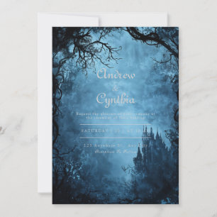 Gothic Black Castle Forest Fantasy Wedding Invitation