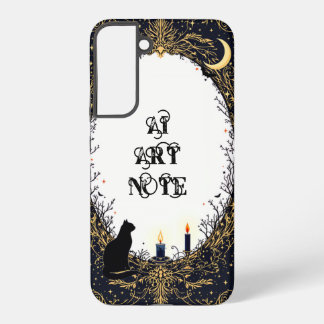 Gothic Black Cat and Candle Moonlit Frame Samsung Galaxy Case