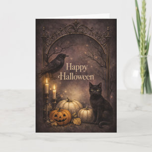 Gothic Black Cat Halloween Card