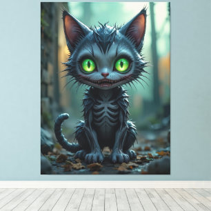 Gothic Black Cat Halloween Enchanted Forest Vibes Canvas Print