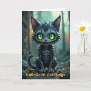 Gothic Black Cat Halloween Enchanted Forest Vibes Card