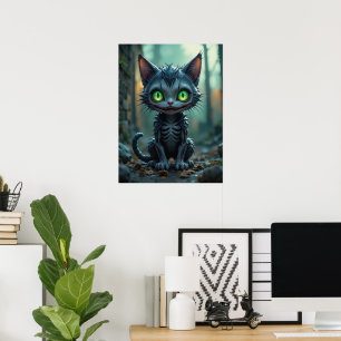 Gothic Black Cat Halloween Enchanted Forest Vibes Poster