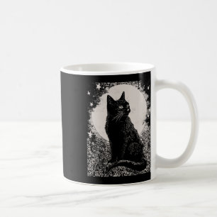 Gothic Black Cat In Garden Plant Flower Witch Hall Coffee Mug