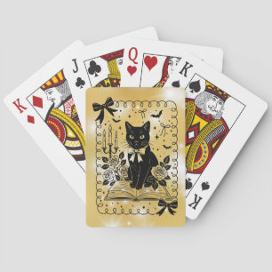 Gothic Black Cat – Mystical Spell Book Playing Cards