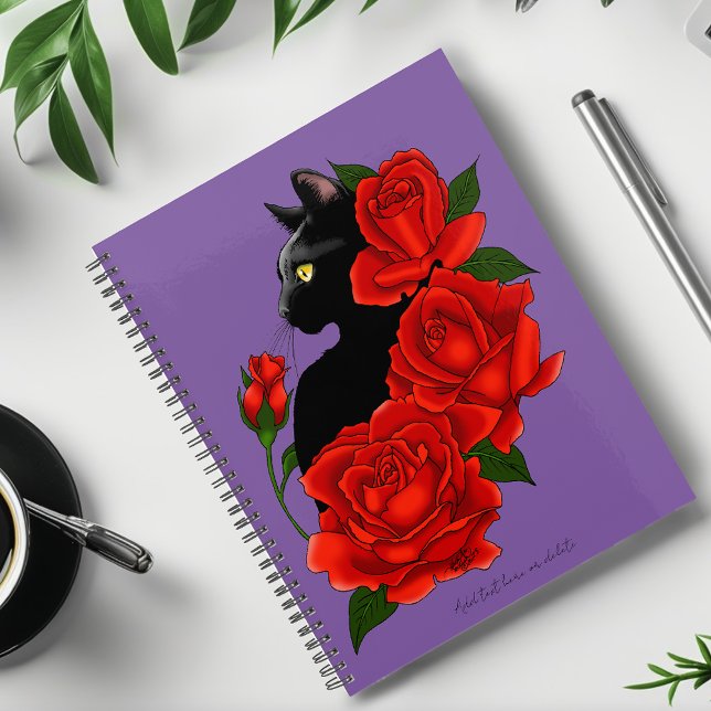 Gothic Black Cat Red Roses Purple Planner (Creator Uploaded)