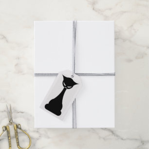 Gothic black cat silhouette gift tag
