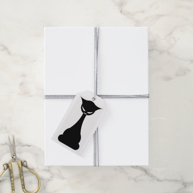 Gothic black cat silhouette gift tag (With Twine)