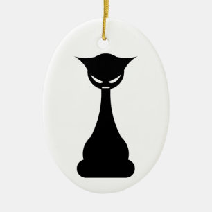 Gothic black cat silhouette ornament