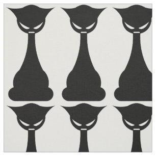 Gothic black cat silhouette print fabric
