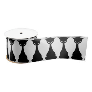 Gothic black cat silhouette ribbon satin ribbon