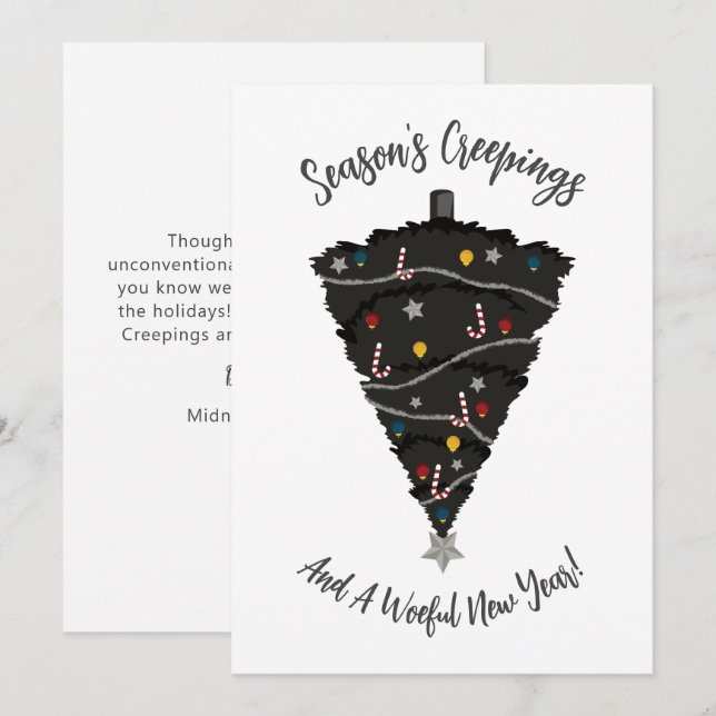 Gothic Black Christmas Tree Holiday Card (Front/Back)