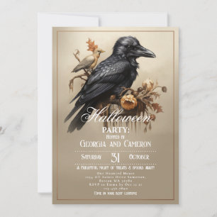 Gothic Black Crow Halloween Party Invitation