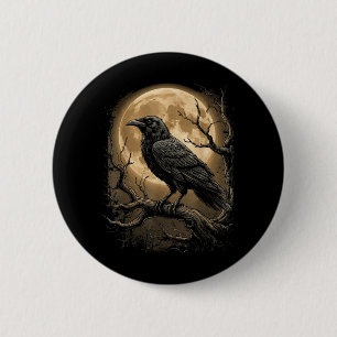 Gothic Black Crow Raven Moon Dark Forest Bird 6 Cm Round Badge