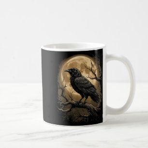 Gothic Black Crow Raven Moon Dark Forest Bird Coffee Mug