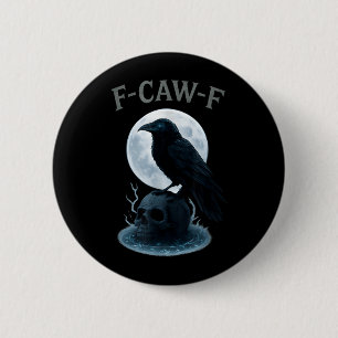 Gothic Black Crow Raven Skull Moon Halloween 6 Cm Round Badge