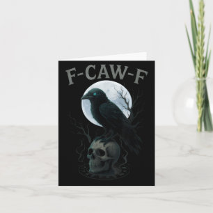 Gothic Black Crow Raven Skull Moon Halloween Card