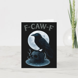 Gothic Black Crow Raven Skull Moon Halloween Card
