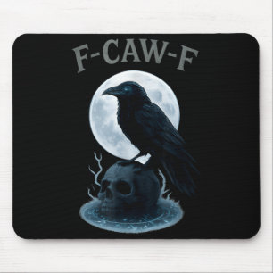Gothic Black Crow Raven Skull Moon Halloween Mouse Mat