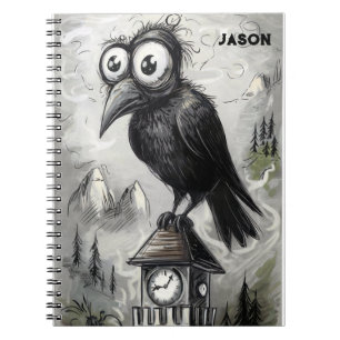 Gothic Black Crow Spooky Notebook