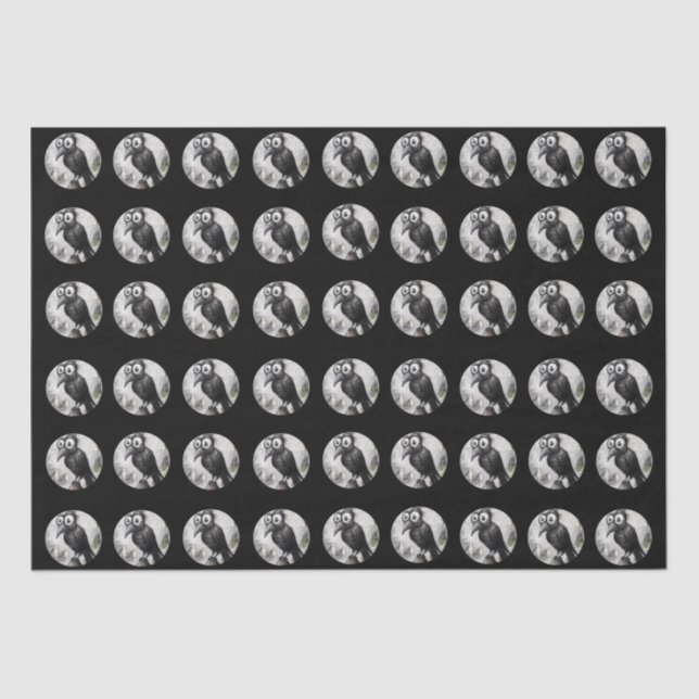 Gothic Black Crow & Tower Spooky Halloween Tissue Paper (Front)
