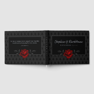 Gothic Black Damask Rose Wedding Guest Book