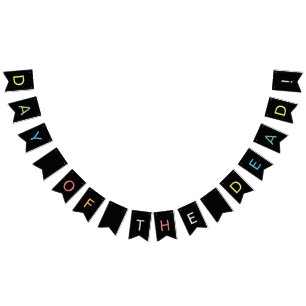 Gothic Black Dia de los Muertos Sugar Skull Flower Bunting