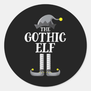 Gothic Black Elf Matching Family Group Christmas P Classic Round Sticker