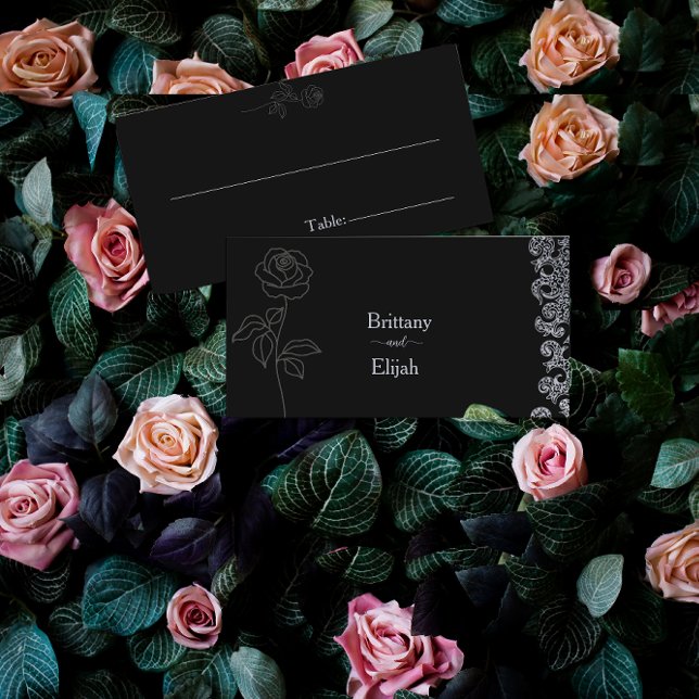 Gothic Black Floral Bachelorette Party Place Card (Creator Uploaded)