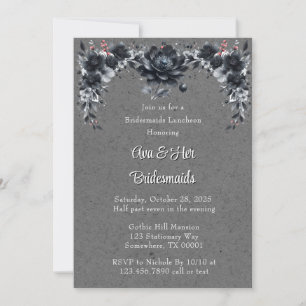 Gothic Black Floral Bridesmaids Luncheon Invitation